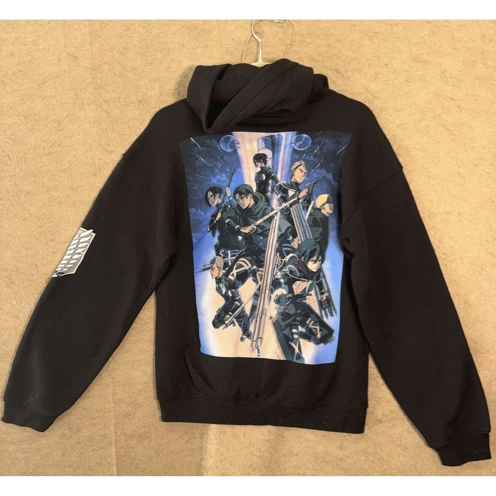 Attack On Titan Hoodie Sweatshirt Mens Sz‎ S Black Final Season CR Exclusive
